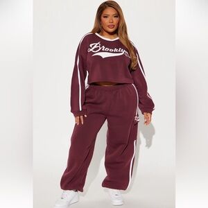 Brand New Brooklyn Maroon Two-Piece Joggers Set